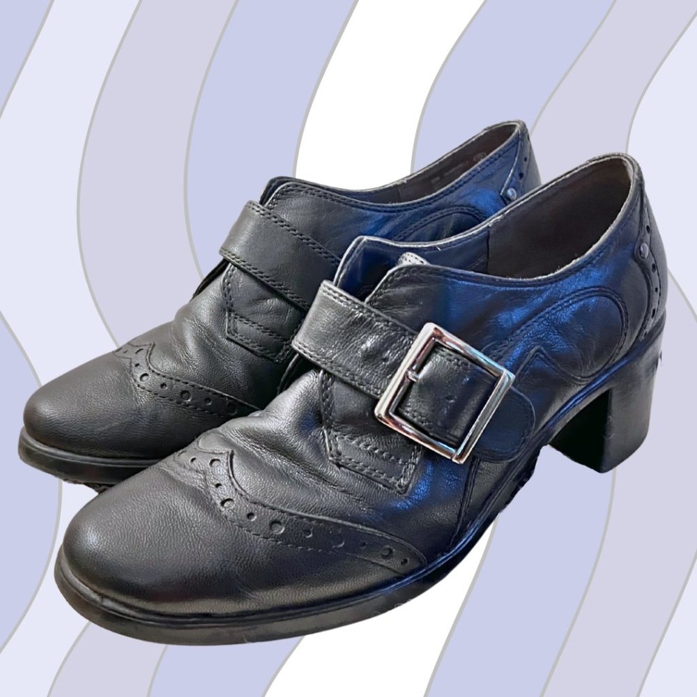 Aerosoles Black Leather Oxford Pump "Heartfelt" Shoes, Size 9